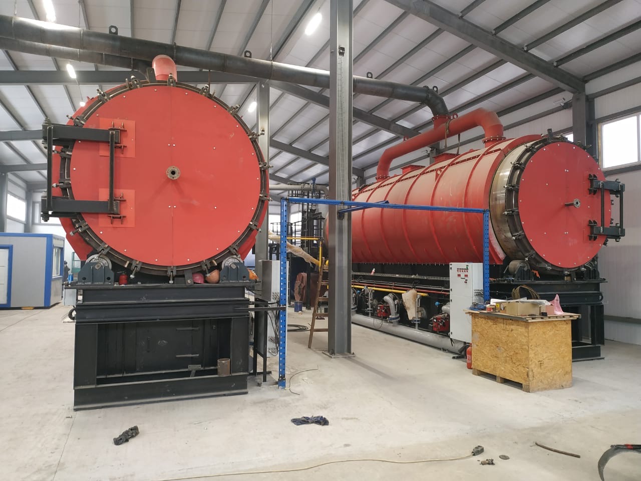 Dual pyrolysis reactors - front view